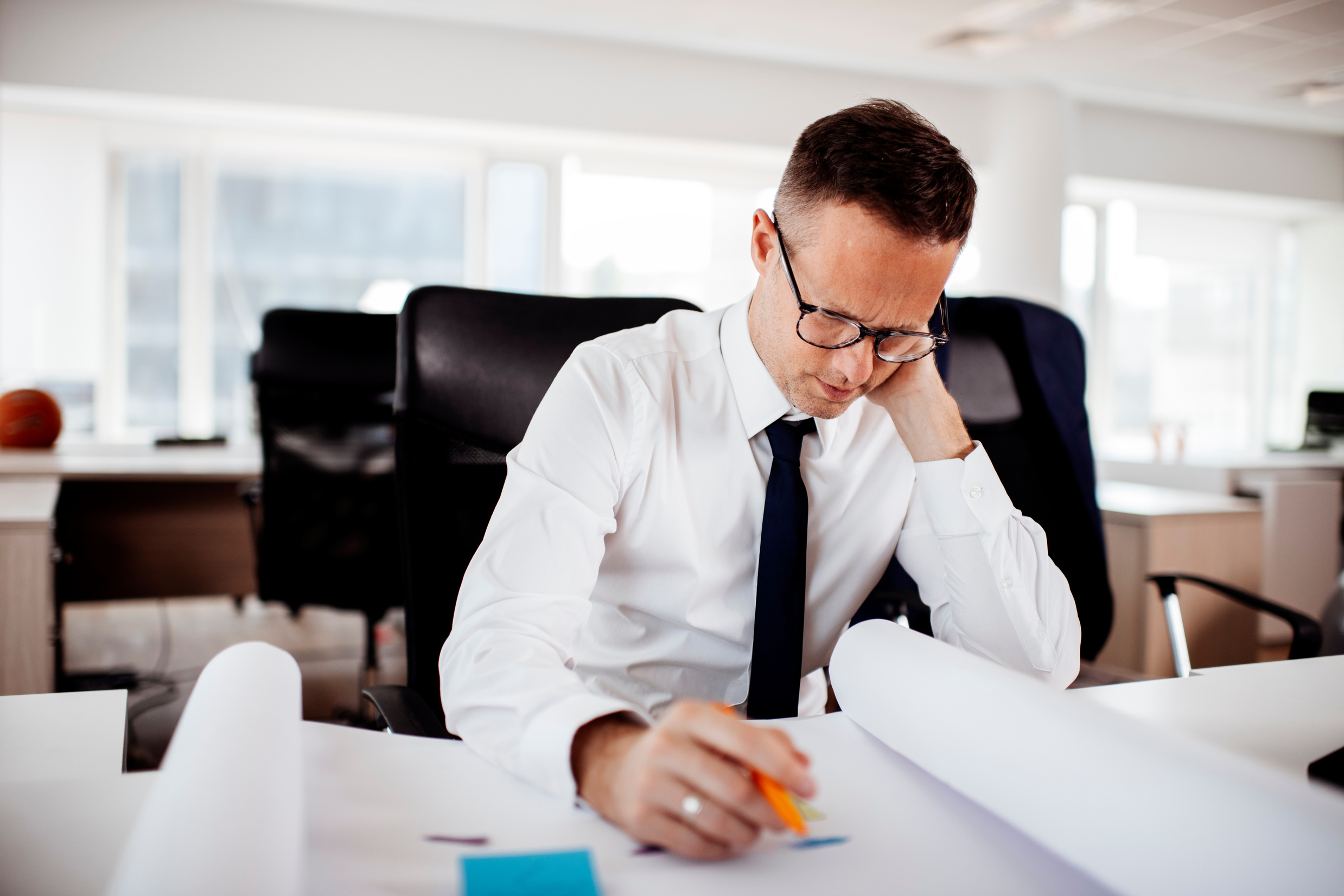 Worried businessman stock photo